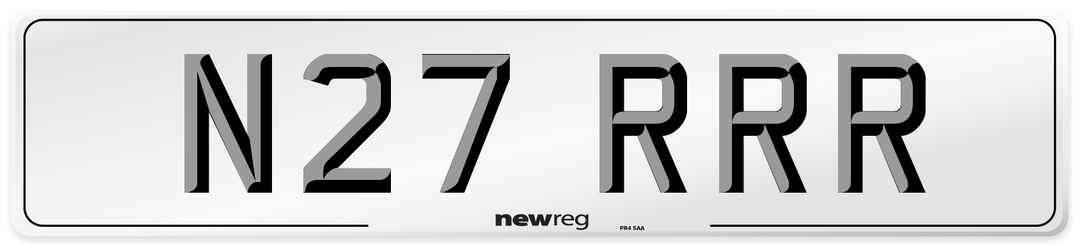 N27 RRR Number Plate from New Reg